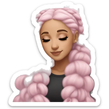 Ariana Grande sleeping light pink hair holding a snowflake sticker