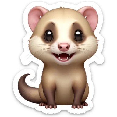 Cinematic Comical Ferret Portrait Emoji, Head tilted dramatically with an exaggeratedly shocked expression, featuring a slender, wiggly body and a distinct ferret head with a pointed snout and small ears, with wide, hilariously expressive eyes full of humorous disbelief, Simplified yet hilariously expressive features, highly detailed, glowing with a slightly sassy natural glow, high shine, dramatic yet playful, stylized with an air of quirky charm, soft glowing outline, capturing the essence of a meme-worthy ferret that looks ready to scamper into viral fame! sticker