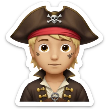 light brown hispanic boy with blond hair that is dressed as a pirate sticker