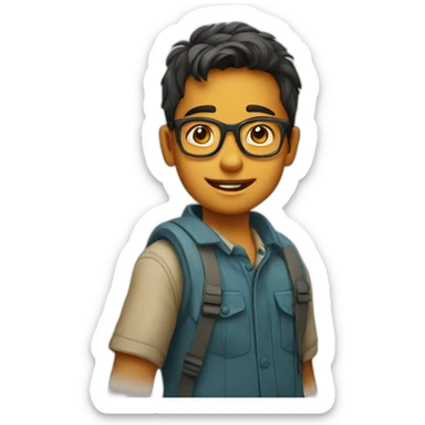 Young boy in Bangalore in specs sticker