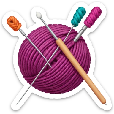 ball of wool with a knitting needle through it sticker
