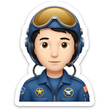 A male pilot with fair skin and short black hair sticker