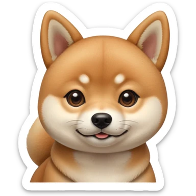 cute Shiba Inu dog with a playful, side-eye expression and a tilted head. The dog has light brown fur, big round eyes, and a soft smirk sticker