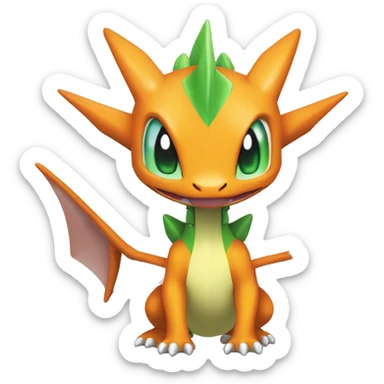 Cool Edgy Chibi Legendary Shiny Fakemon-Pokémon-Flygon-Charizard With Full Body Detailed High Quality sticker
