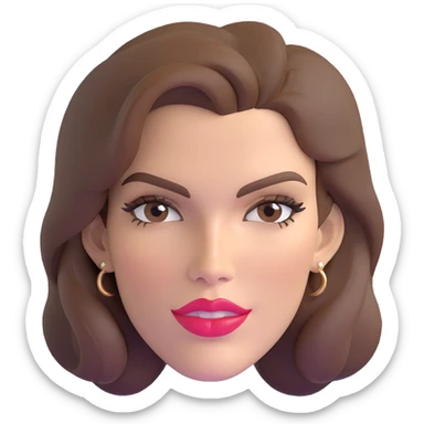 Cindy Crawford legendary supermodel with beauty mark above her lip, brown hair sticker