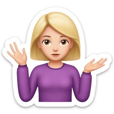 A girl shrugging his shoulders with a 6 above his left hand and a 7 above his right hand. sticker