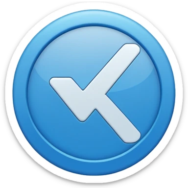 A check mark in a completely blue circle like a max sticker