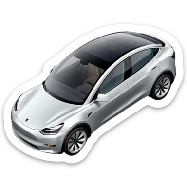 A Tesla Model Y parallel parking in front of a store, from above sticker