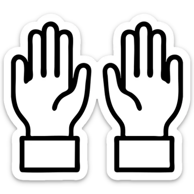 simple icon of hands up, minimalistic style sticker