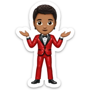 Jackie Wilson with dark brown hair, red sequin outfit sticker