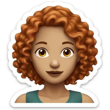 avatar of a woman with long red wavy/curly hair, dark brown eyes and light skin sticker