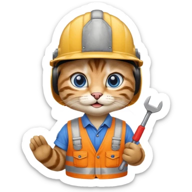 siam cat, handyman Outfit, wearing a Helmet sticker