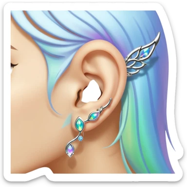 Elvish fae shiny sparkly iridescent translucent diaphanous ear climber ear cuff ear piece apparel sticker