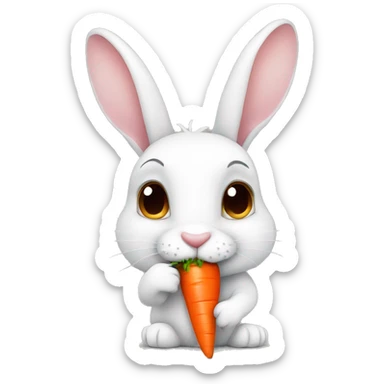 Bunny rabbit eating a carrot sticker