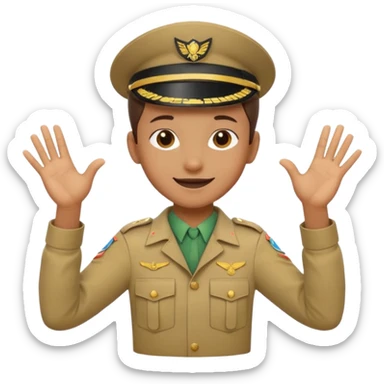 “Emoji-style person in a scout uniform making a balancing gesture with both hands sticker