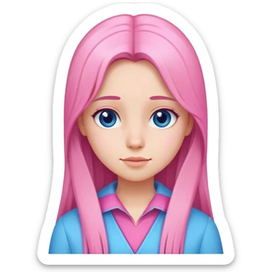 a girl with straight long hair and wear pink and blue outfits sticker