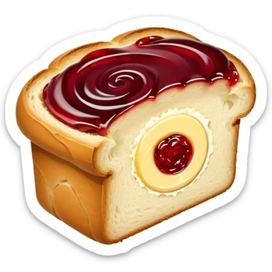 a loaf of bread with butter and jam sticker