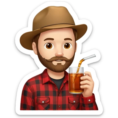 I want a Canadian lumberjack wearing a red and black plaid shirt drinking maple syrup sticker