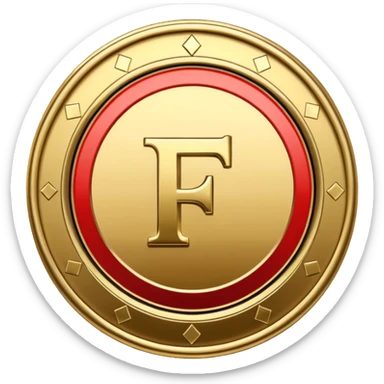 Currency crypto money symbol for the money "Fcoins" letter F, casino coin colored

Dont make an E sticker