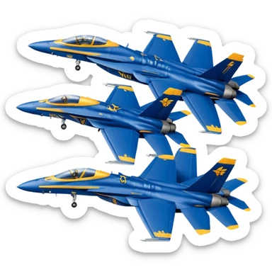 four US Navy Blue Angels f/a-18s performing diamond formation flight maneuver sticker