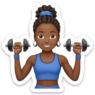 Create an emoji of rey. he has dreadlocks, african american, he's an athlete handsome with a million dollar smile. he's also a strength coach who values performance training. Make him darkskin, with 2 strand twist hairsyle  sticker