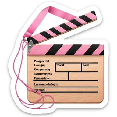 Engraved clapperboard on a pink medal with string  sticker