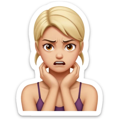 girl grabbing her neck mad  sticker