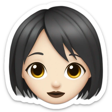 goth,girl,ash color hair,adorable,thin face,reddish eyes,gay,lesbian,kiss sticker