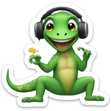 geko escuchando musica en audifonos sticker