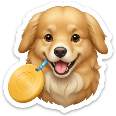 golden retriever holding a frisbee in its mouth sticker