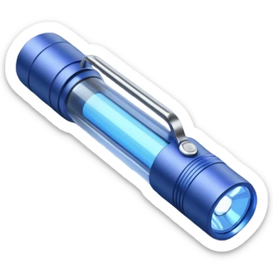 3D render of UV Flashlight, forensic investigation aesthetic, sterile clinical lighting, cool blue undertones, sharp high-contrast details, professional clean look. sticker