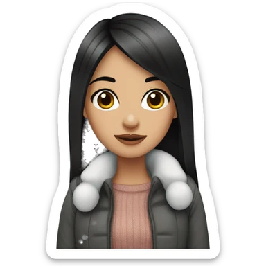 Winter wonderland cute girl with black straight hair sticker