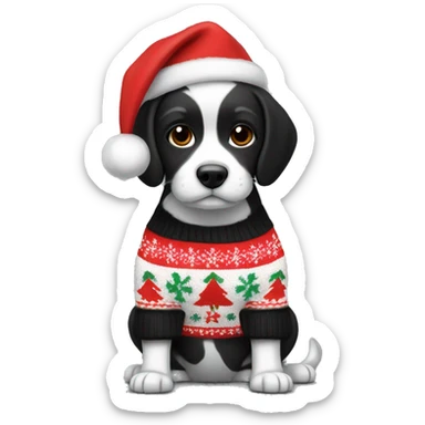 black and white havenese with red and black christmas sweater  sticker