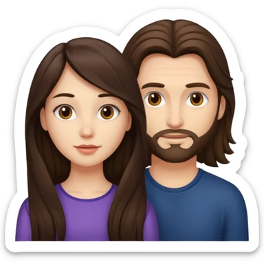 Brunette woman cock long haired man sticker