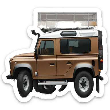 Brown Land Rover defender facing sideways  sticker