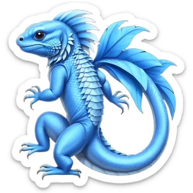 Mountain-Blue-Bird-Blue-Iguana-Blue-Betta-Fish-Russian-Blue-Cat-Fusion-animal-hybrid-creature sticker
