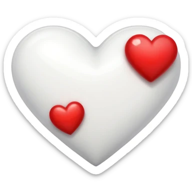 White heart whit small red heart sticker
