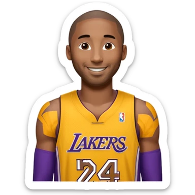kobe in his lakers jersey number 24 give him some hair sticker