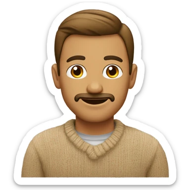 hombre con sueter beige un poco moreno y pelo cafe  sticker