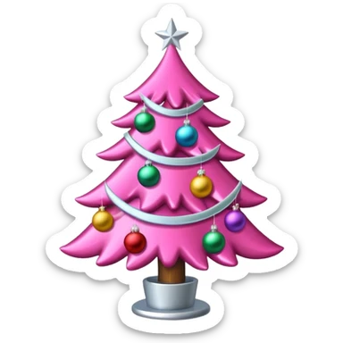 Pink Christmas tree sticker