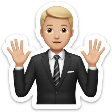 Hands up man meme put a suit on him with tie sticker