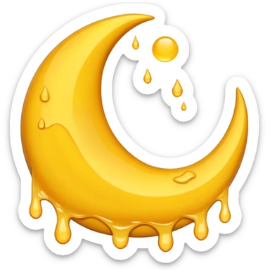 Melting waning crescent in yellow colour look more real sticker