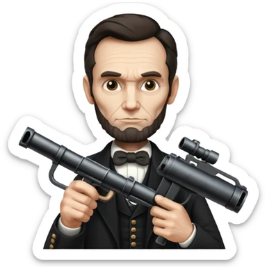 Abraham Lincoln with a minigun sticker