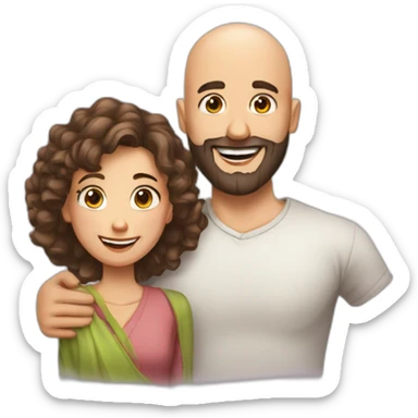 Happy-secret-couple-bald-guy-with-beard-with-boy-haircut-girl-hugging sticker