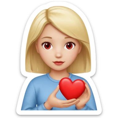 prayer girl blond hair red heart in her hands sticker