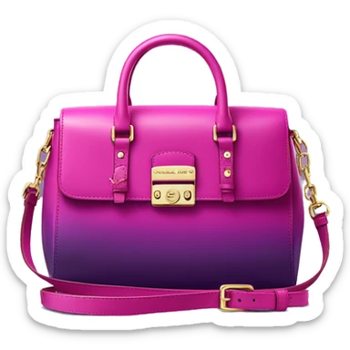 Realistic isolated magenta to purple ombre Michael kors satchel purse.  sticker