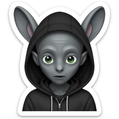 Aliens Dark grey, hoodie, long big ears sticker