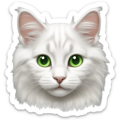 White mainecoon kitten with Green eyes sticker