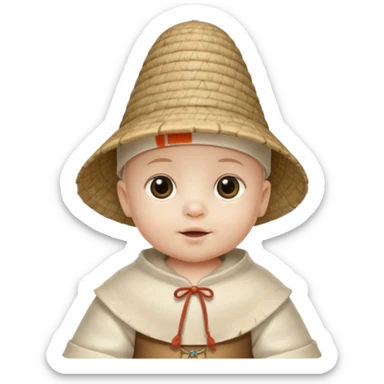 ancient latin baby conical hat, white, half body sticker