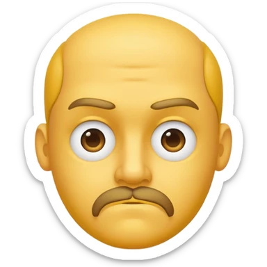 yellow thinking face emoji with raised eyebrow and a goatee sticker